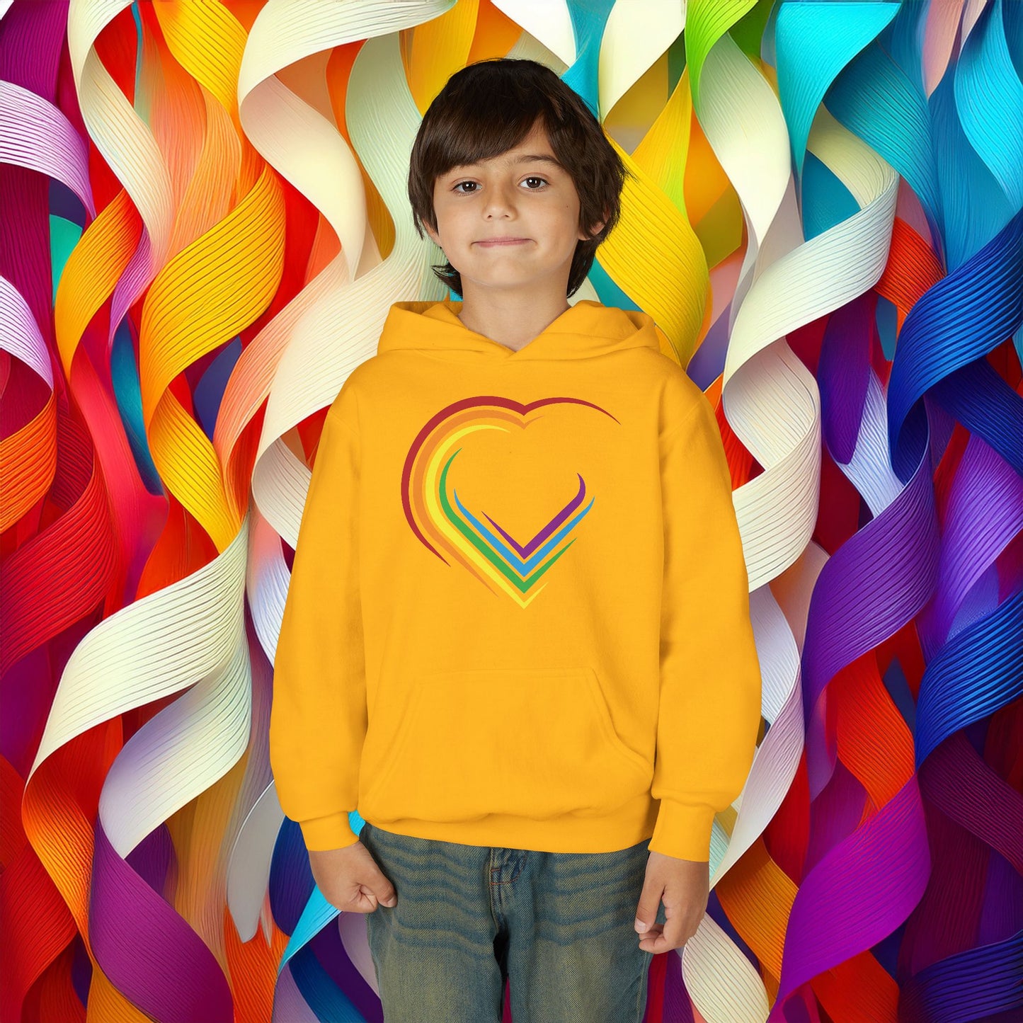 Rainbow Heart Youth Hoodie