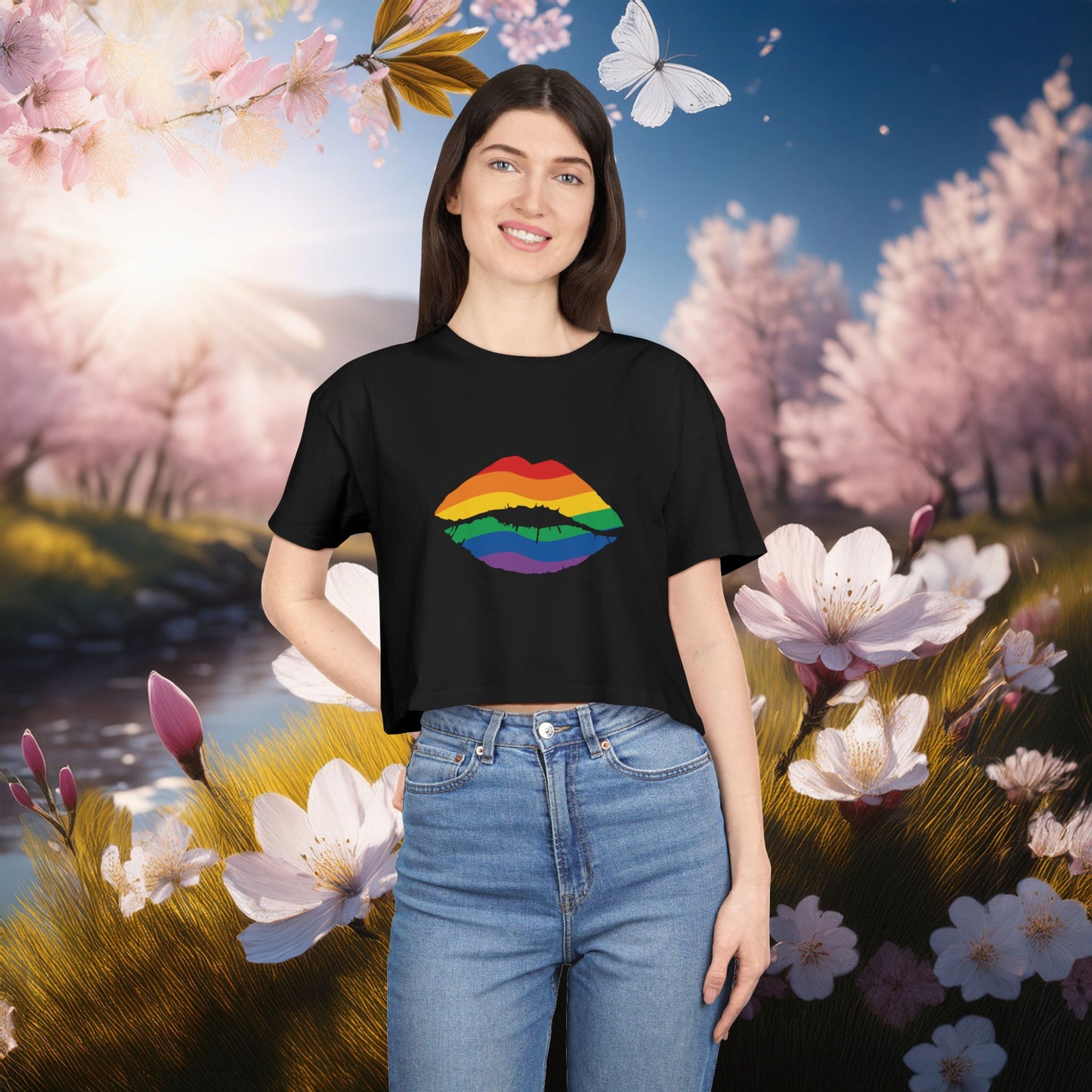 Rainbow Kiss Women's Crop Tee