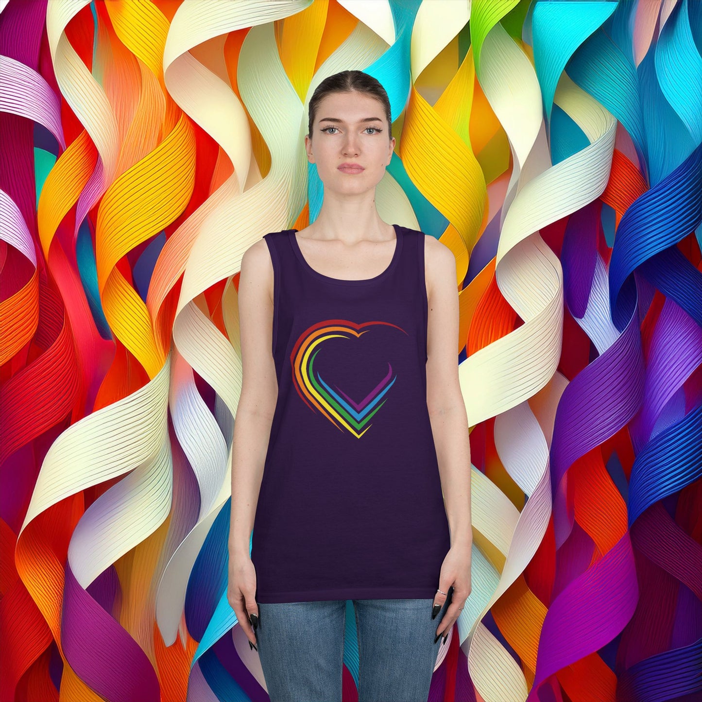 Rainbow Heart Unisex Tank Top