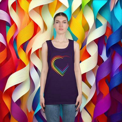 Rainbow Heart Unisex Tank Top