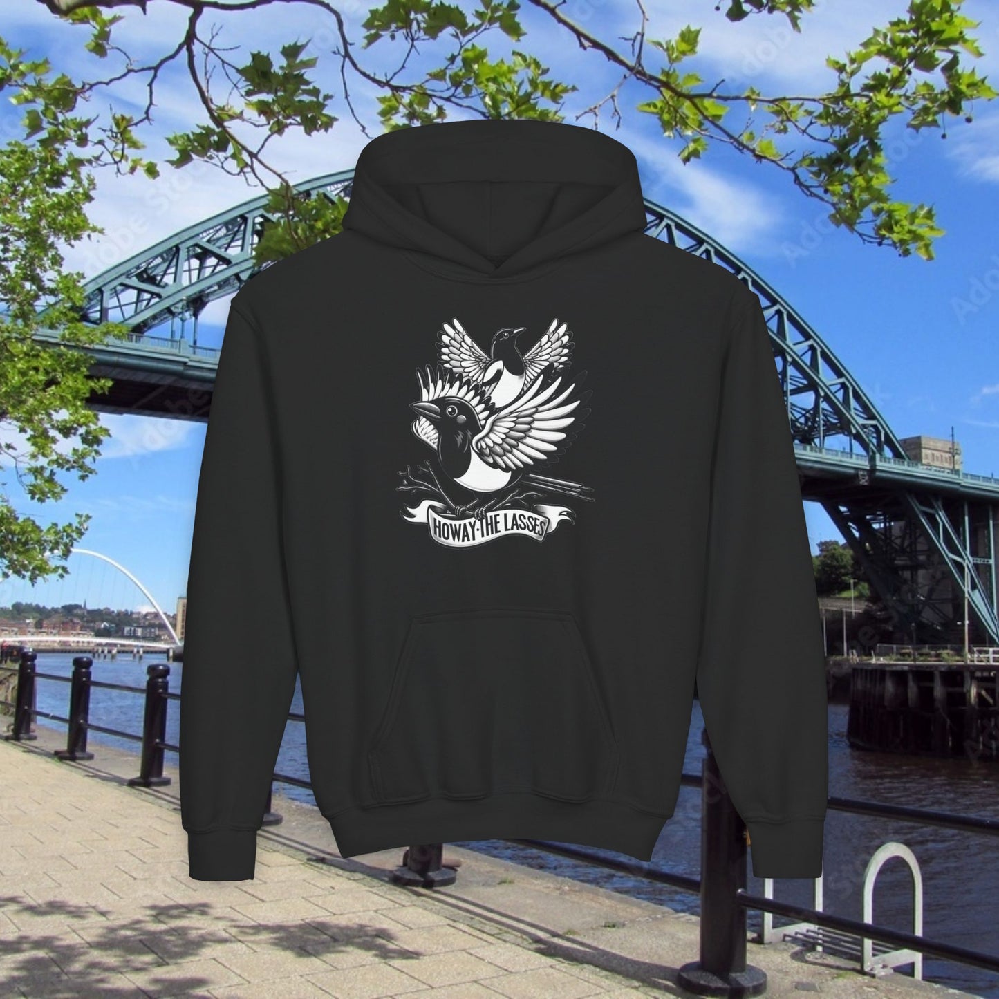 Newcastle United Howay The Lasses B&W (Twin Mags) Youth Hoodie