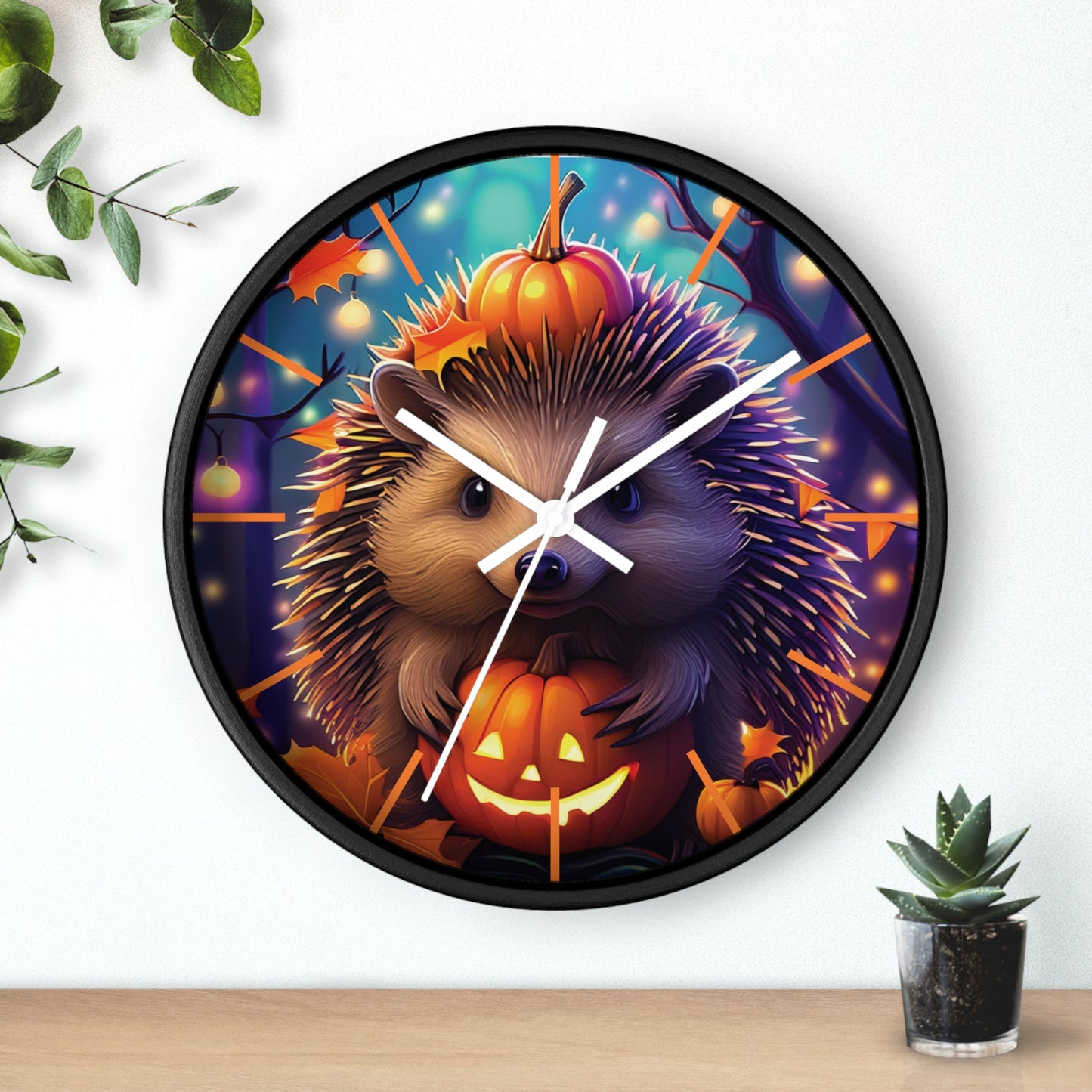 Halloween Hedgehog Wall Clock