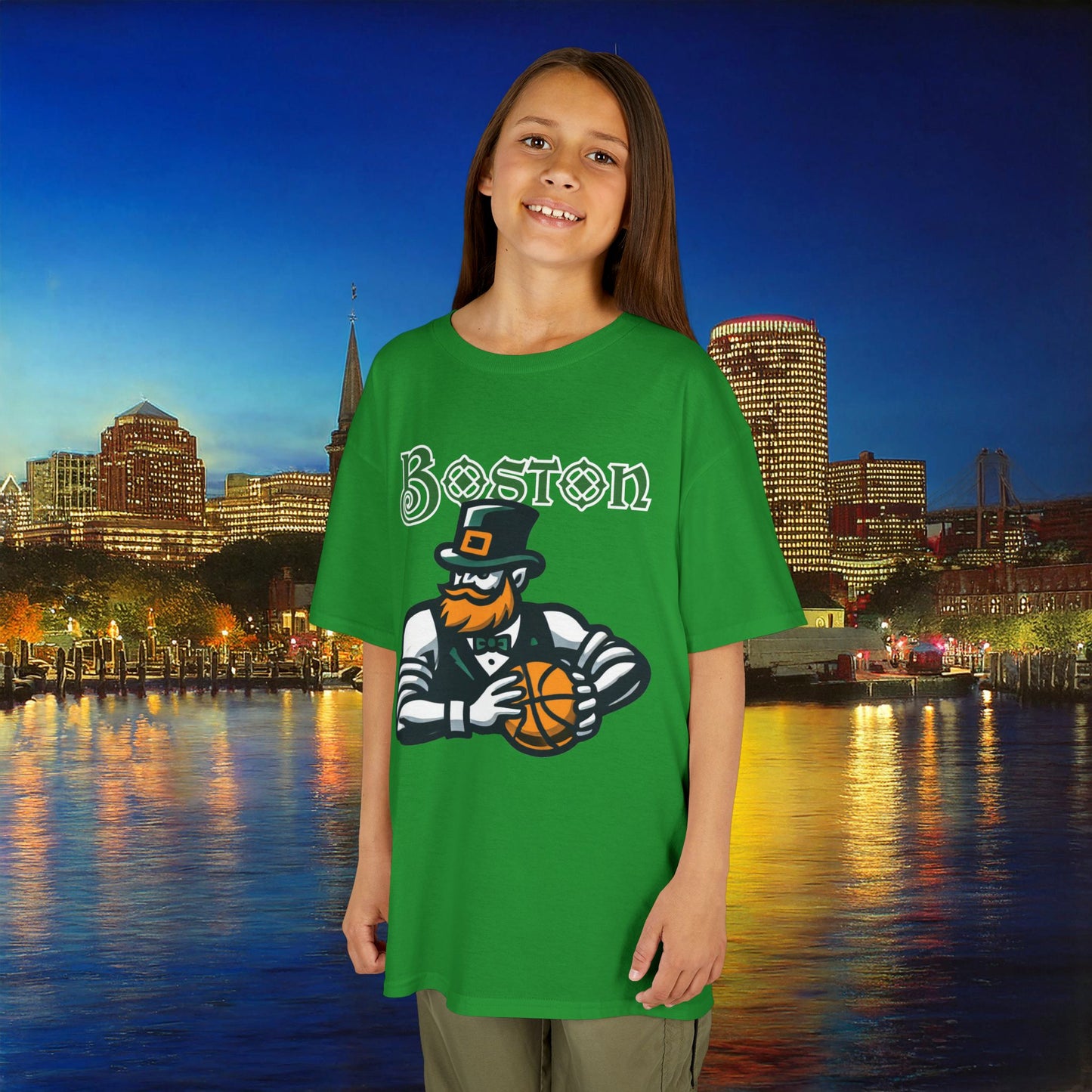 Boston Basketball Design Kids Tee