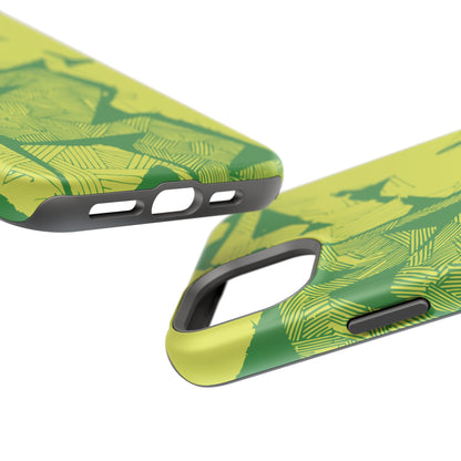 Electric Green and Gold Impact-Resistant Phone Case
