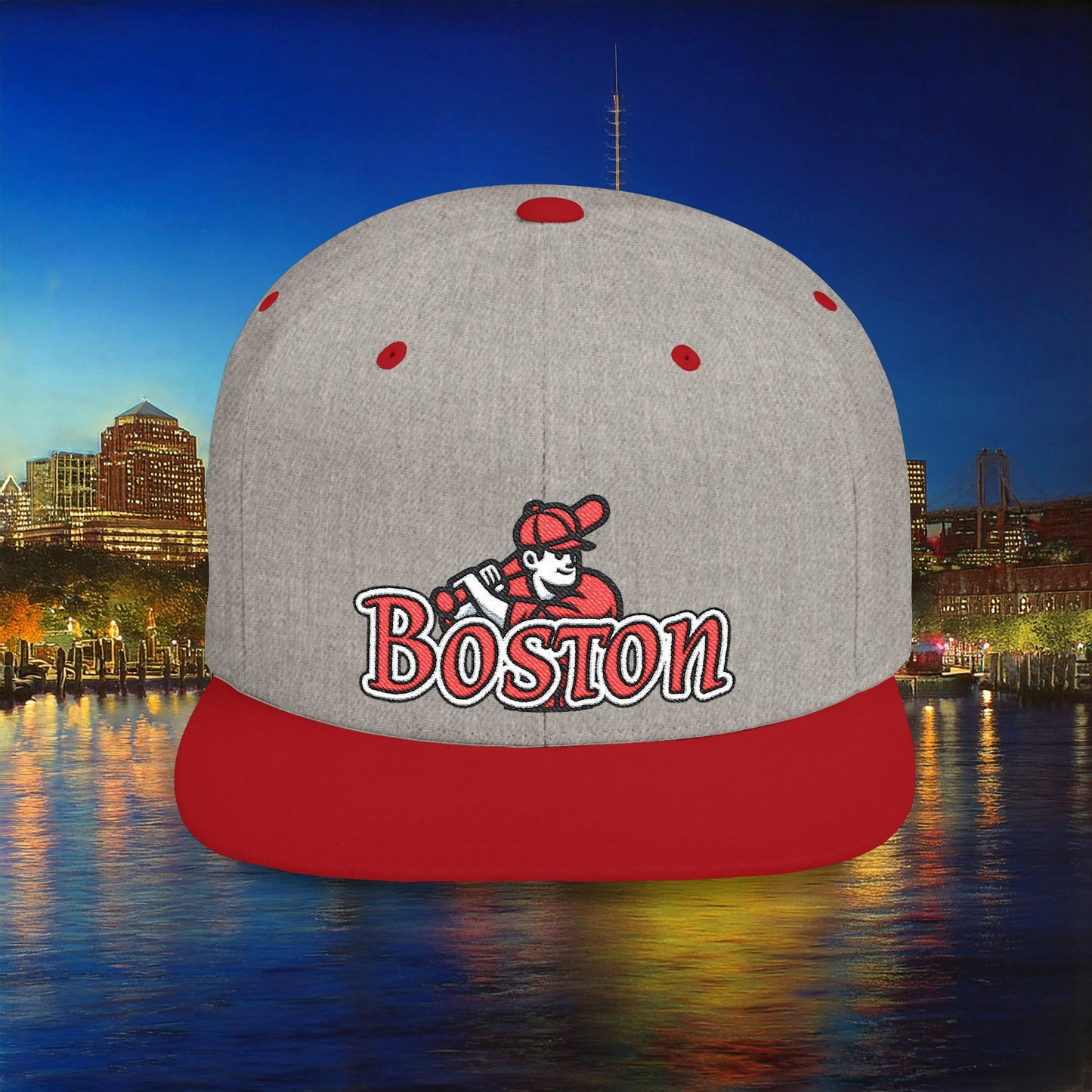 Boston Baseball Player Flat Bill Snapback