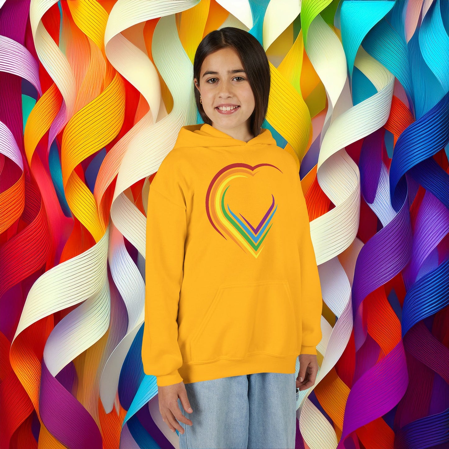 Rainbow Heart Youth Hoodie