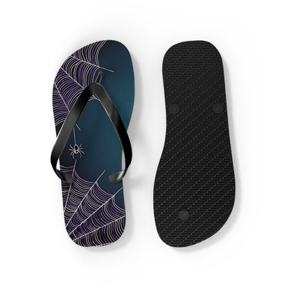 Blue Spider Web Flip Flops