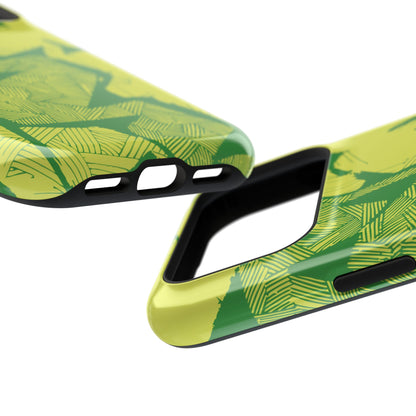 Electric Green and Gold Impact-Resistant Phone Case