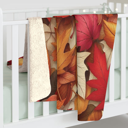 Autumn Leaves Sherpa Fleece Blanket
