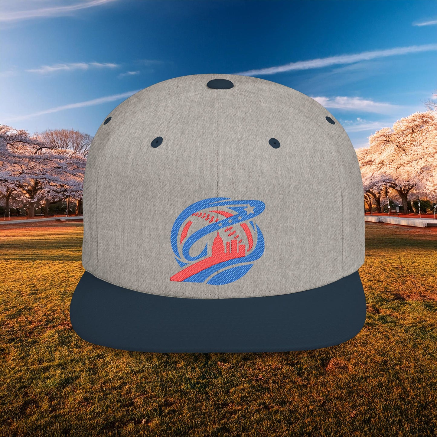 Abstract Washington Baseball Logo Flat Bill Snapback