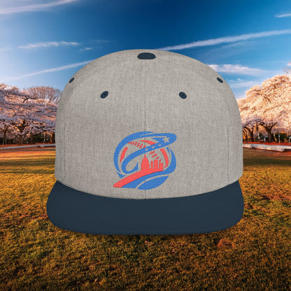 Abstract Washington Baseball Logo Flat Bill Snapback