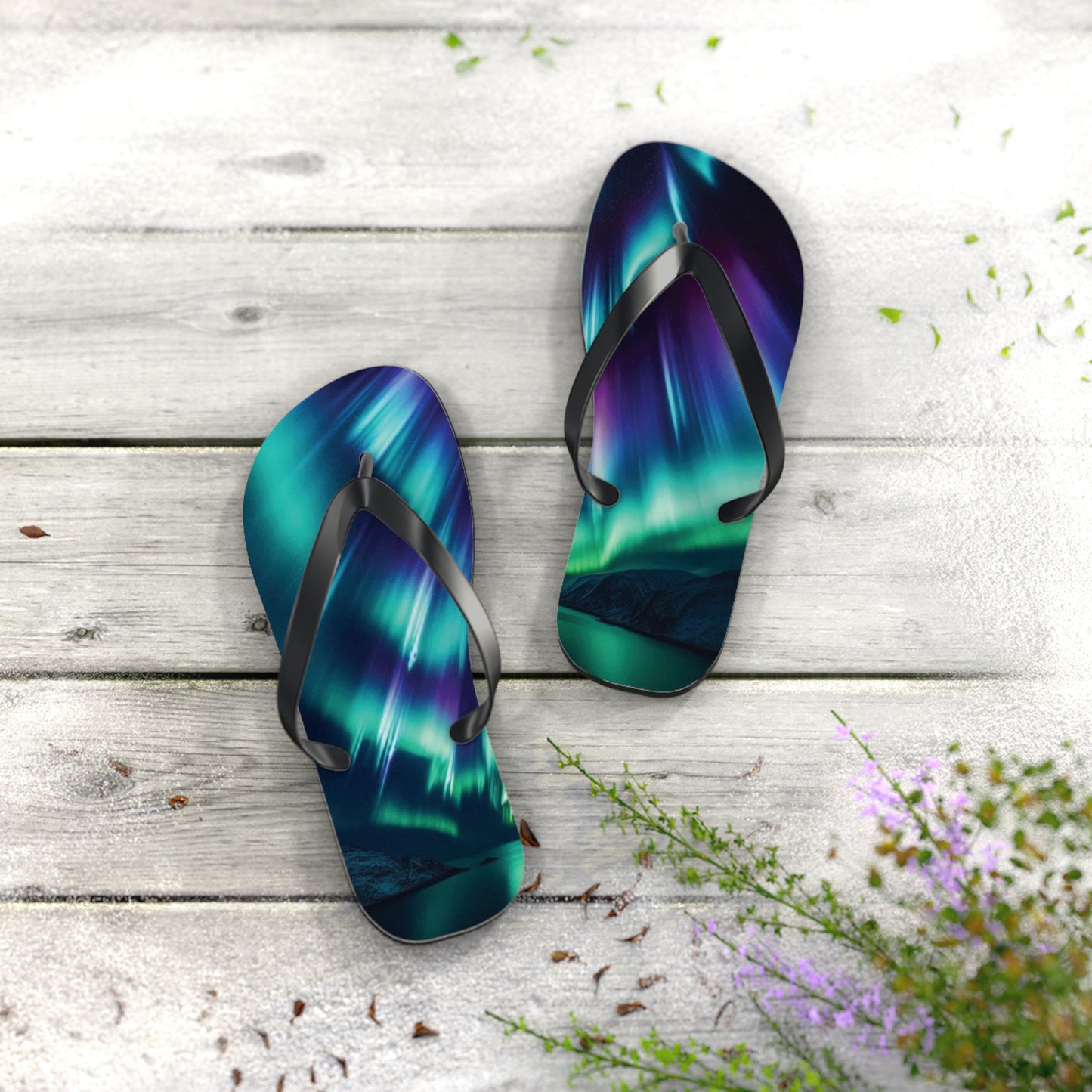 Northern Lights Flip Flops