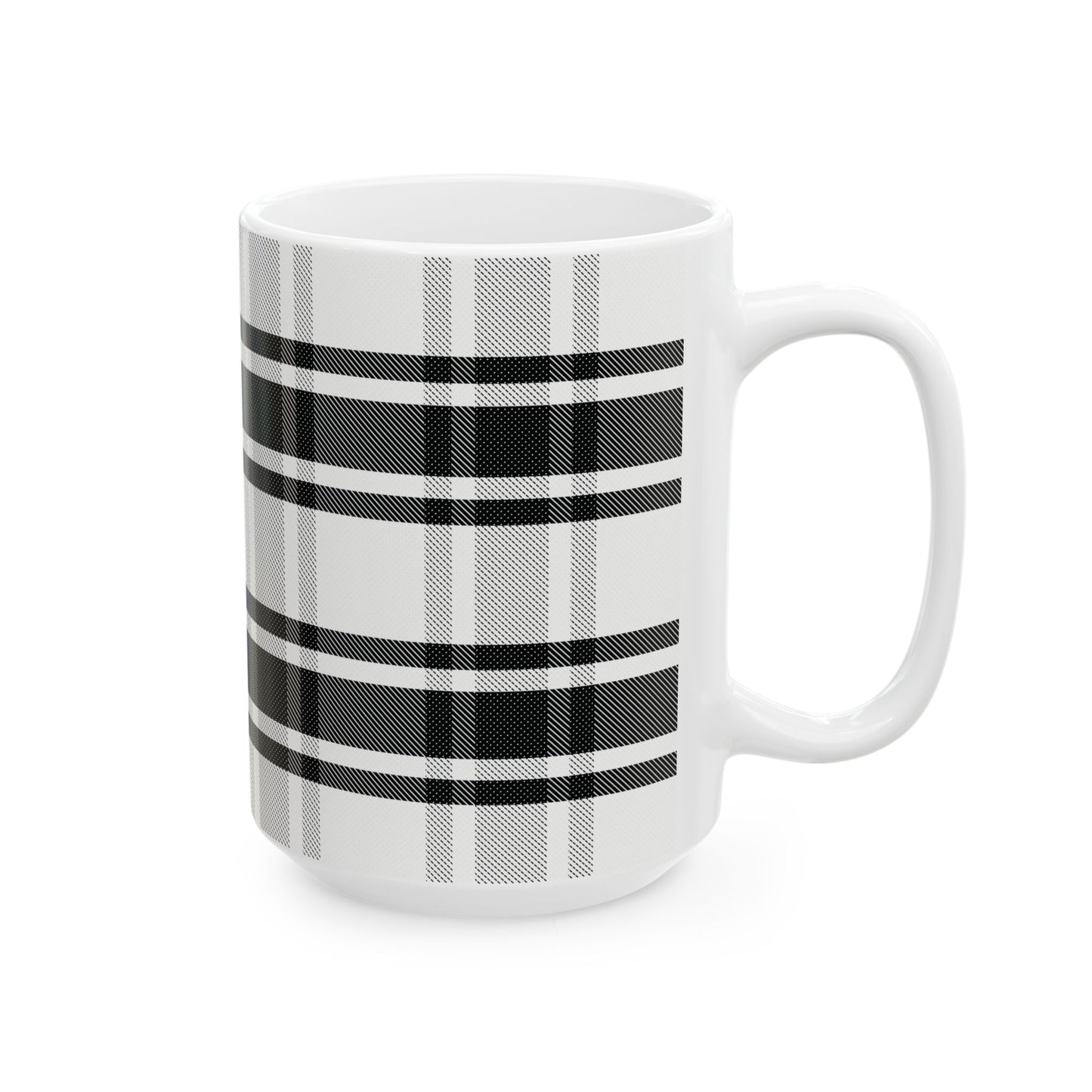 Black & White Plaid Ceramic Mug (11oz/15oz)
