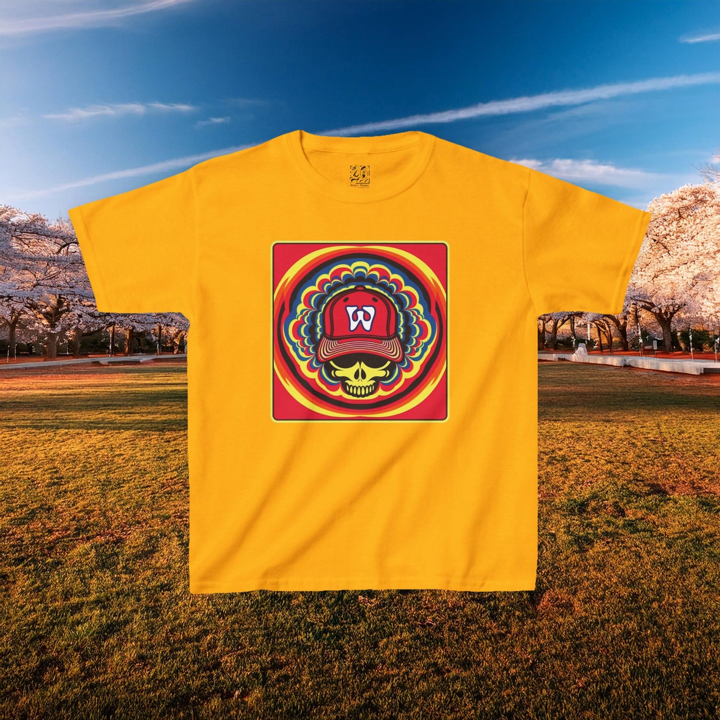 Psychedelic Funky W Skull Kids Tee