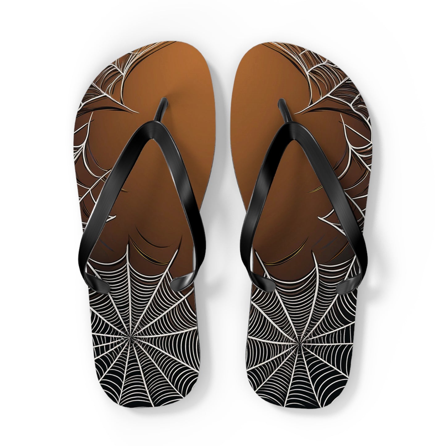 Golden Spider Web Flip Flops