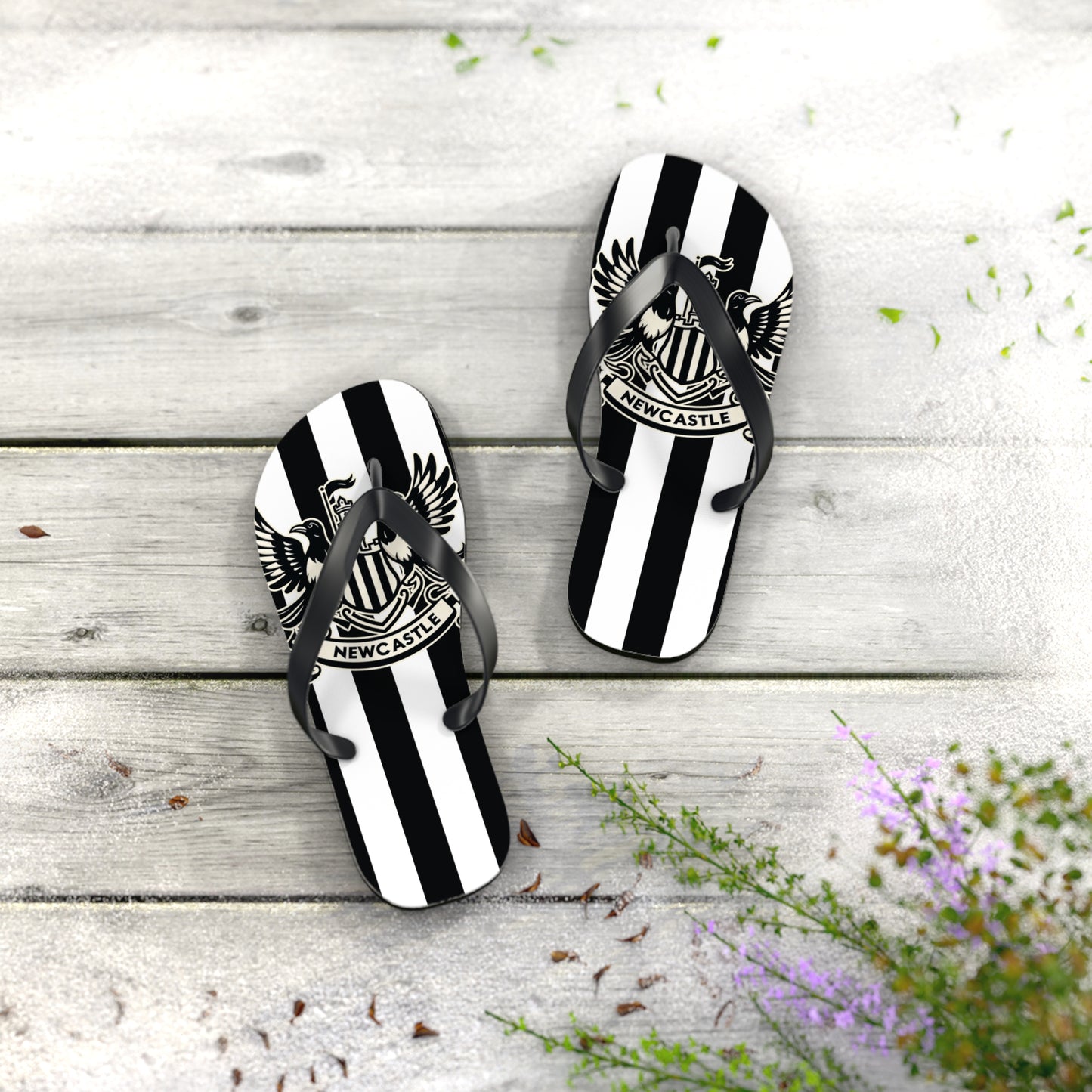 Newcastle United B&W Crest Flip Flops