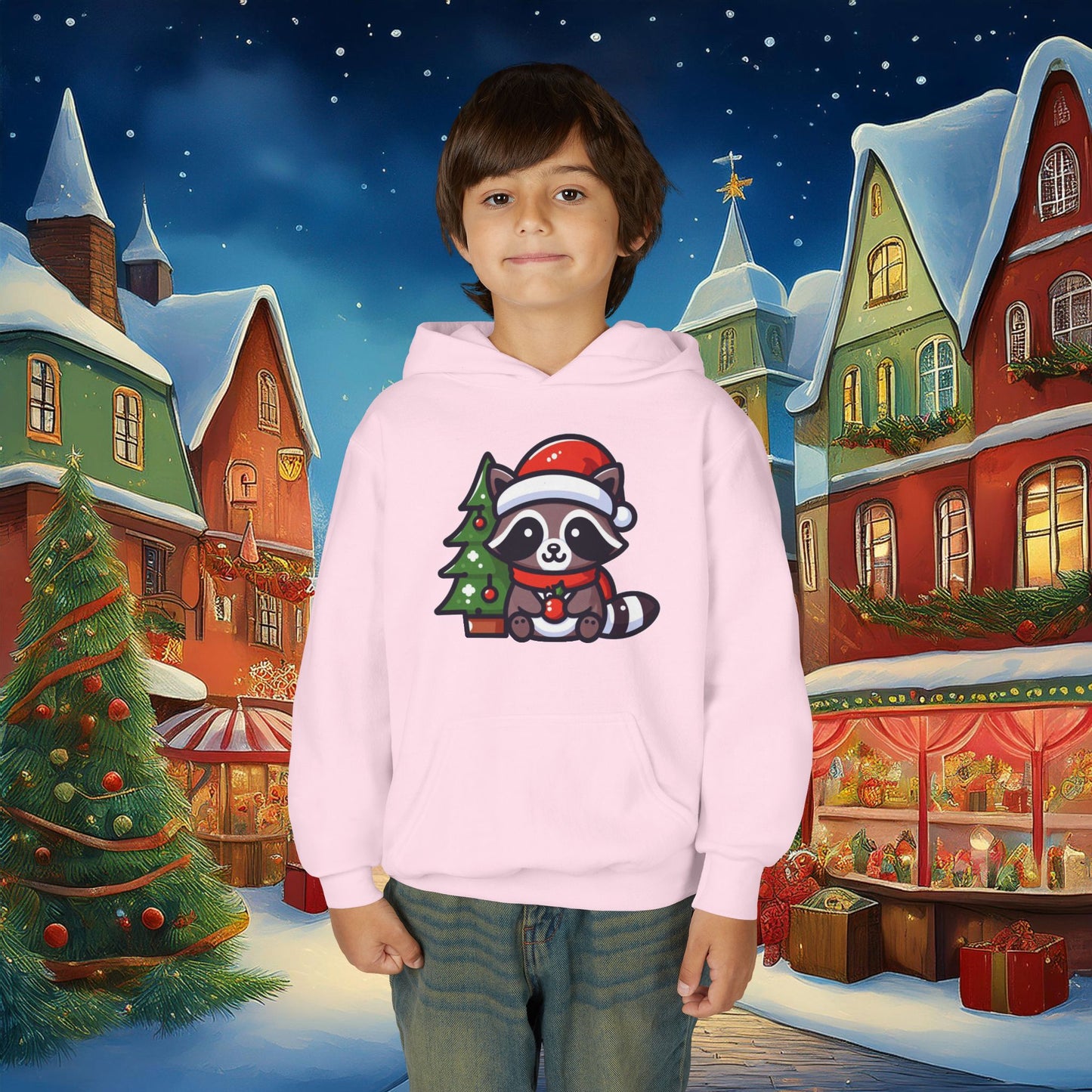 Christmas Raccoon Youth Hoodie