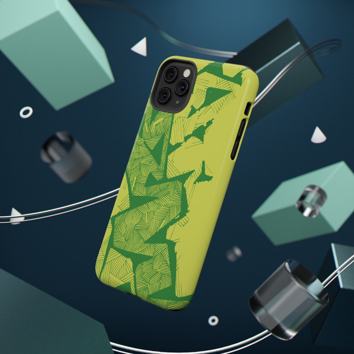 Electric Green and Gold Impact-Resistant Phone Case