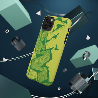Electric Green and Gold Impact-Resistant Phone Case