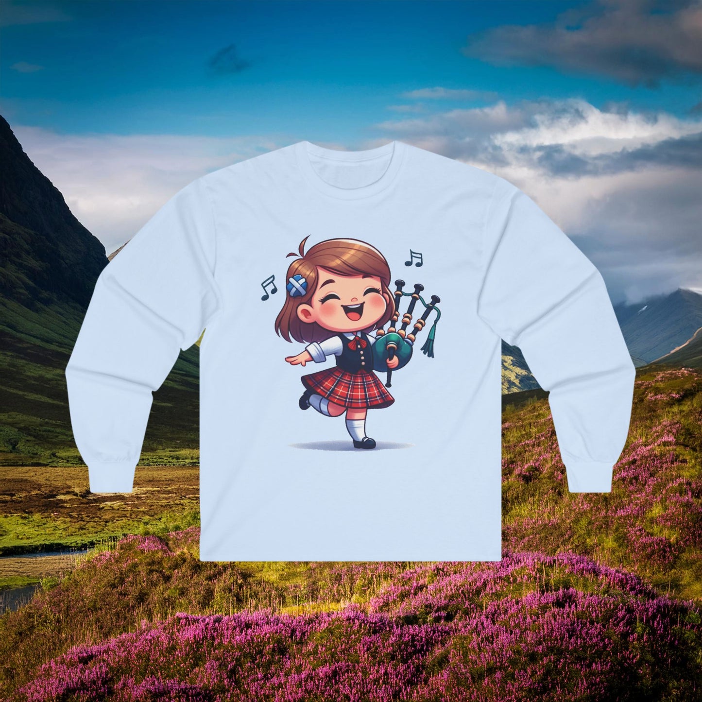 Scotland Piper Lassie Long Sleeve Tee