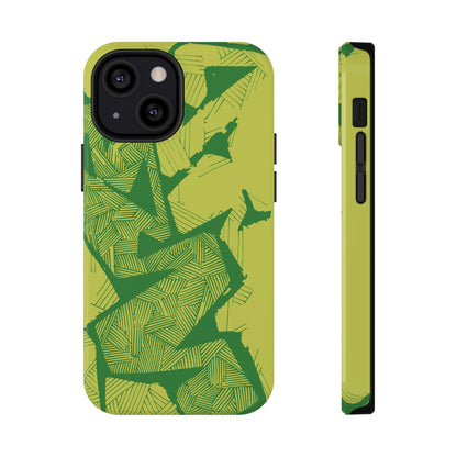 Electric Green and Gold Impact-Resistant Phone Case