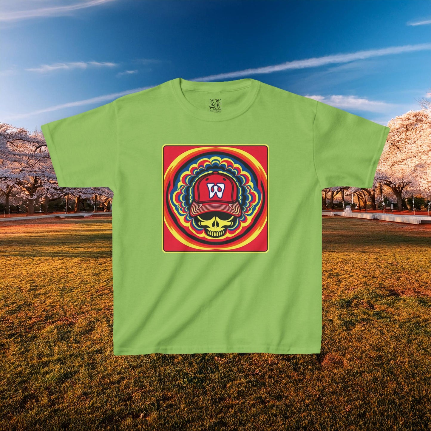 Psychedelic Funky W Skull Kids Tee