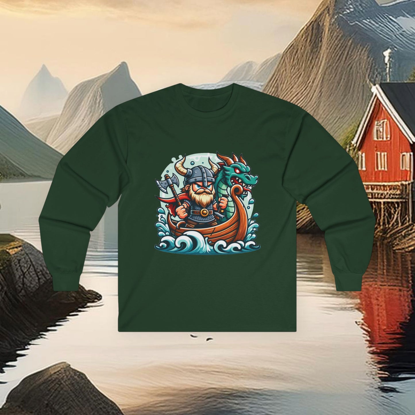 Viking and Dragon Long Sleeve Tee