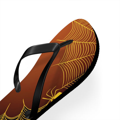 Orange Spider Web Flip Flops