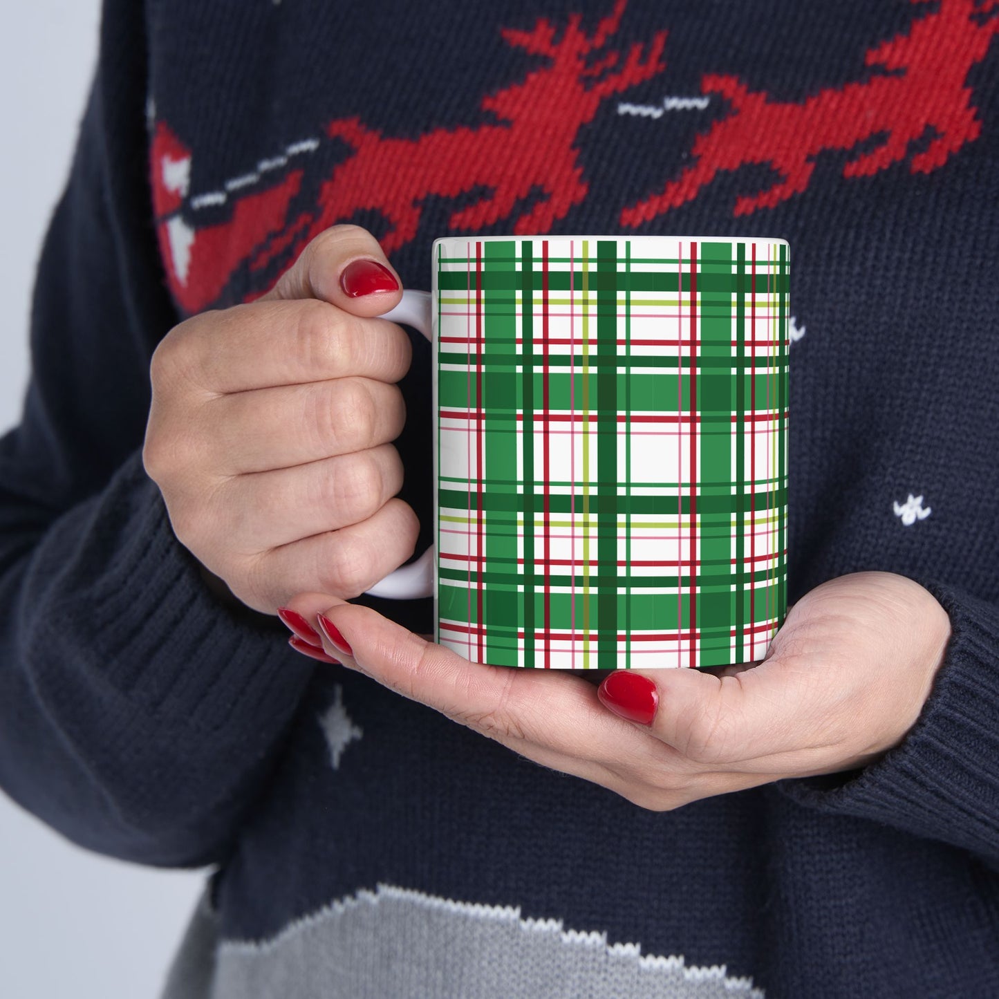 Green & Red Plaid Ceramic Mug (11oz/15oz)