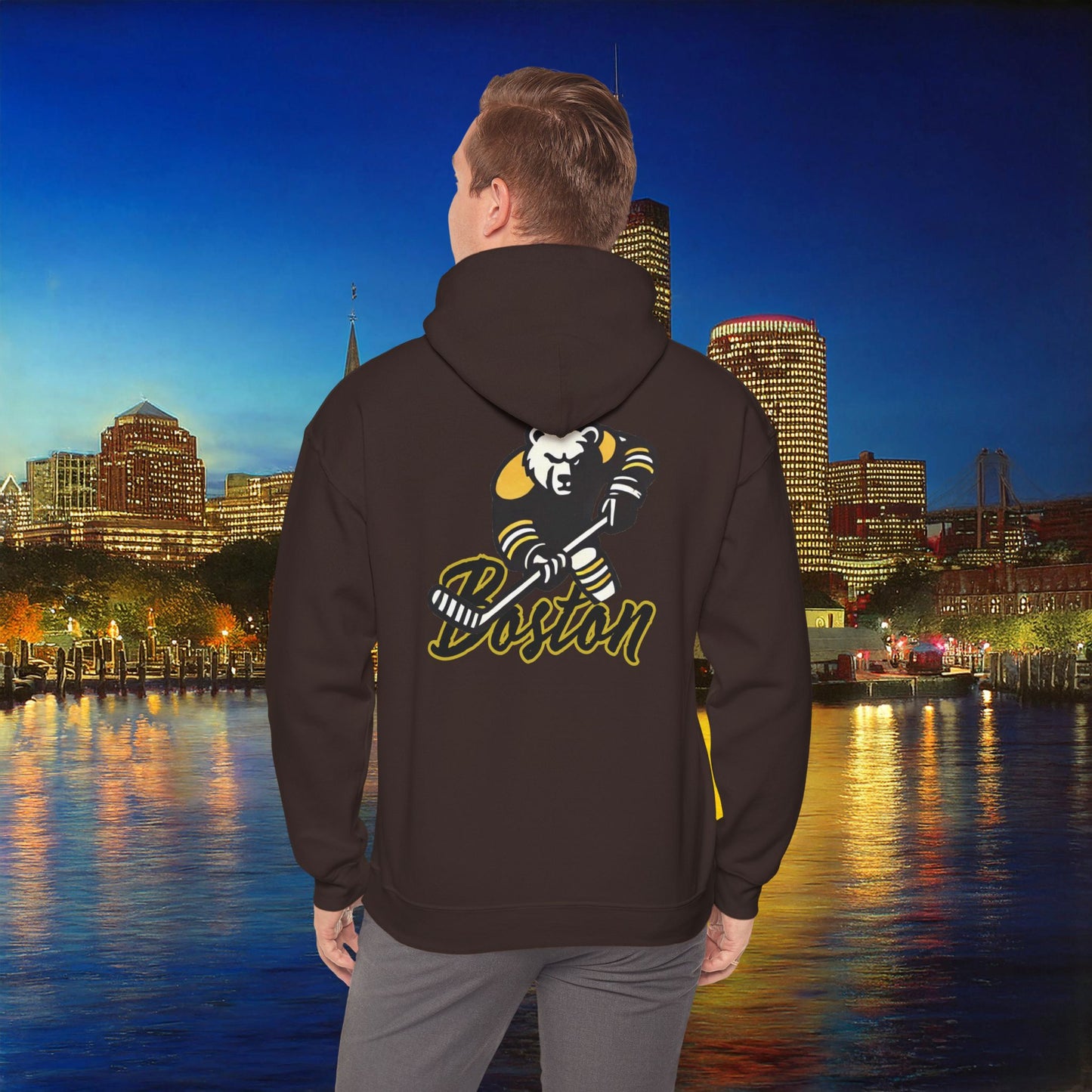 Boston Hockey Bear Hoodie