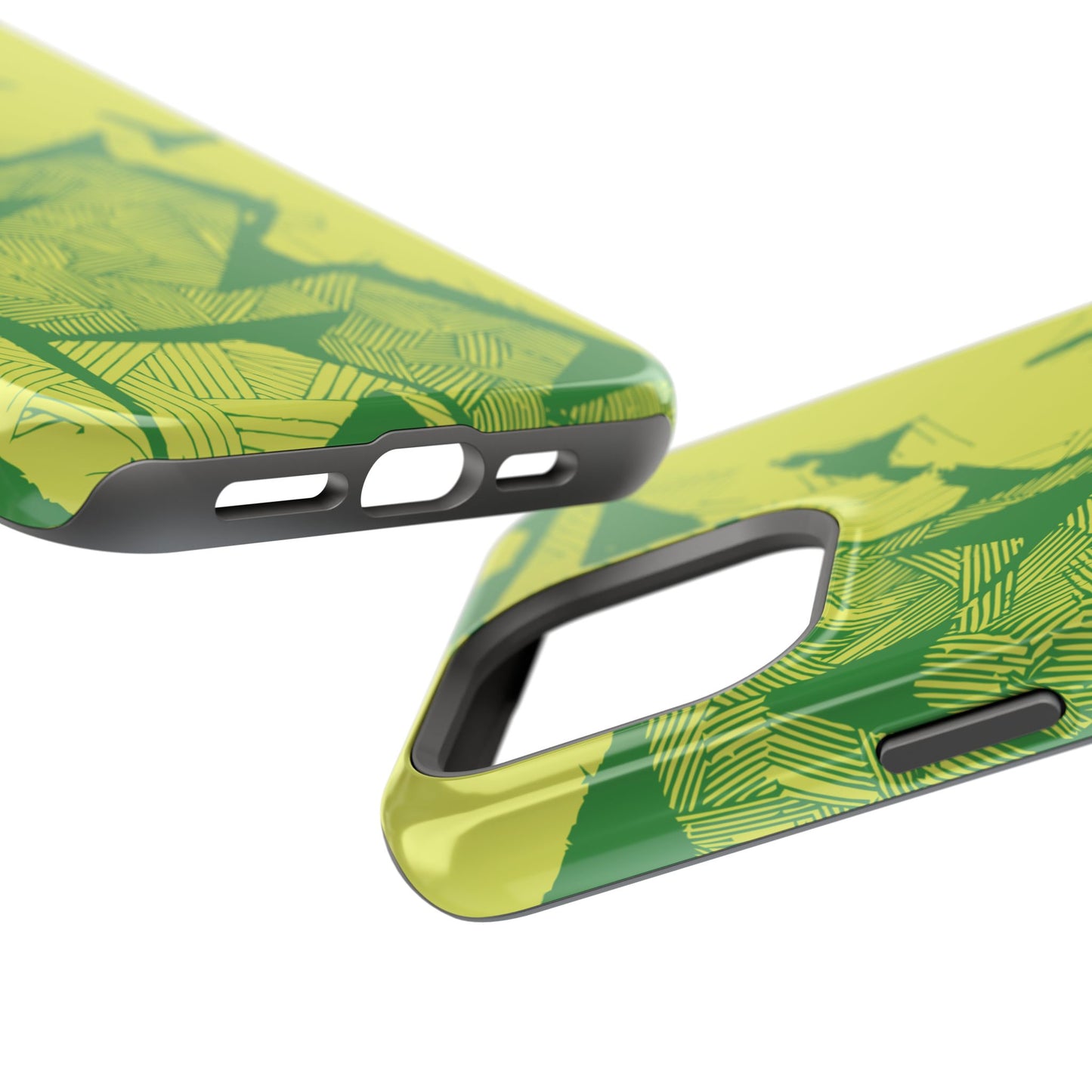 Electric Green and Gold Impact-Resistant Phone Case