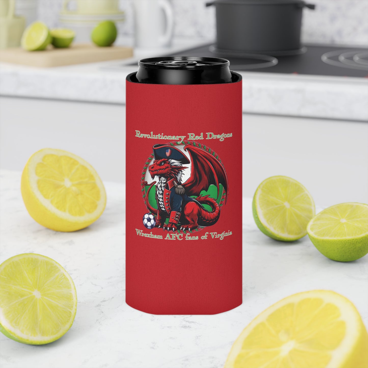 Revolutionary Red Dragons Logo Can Cooler