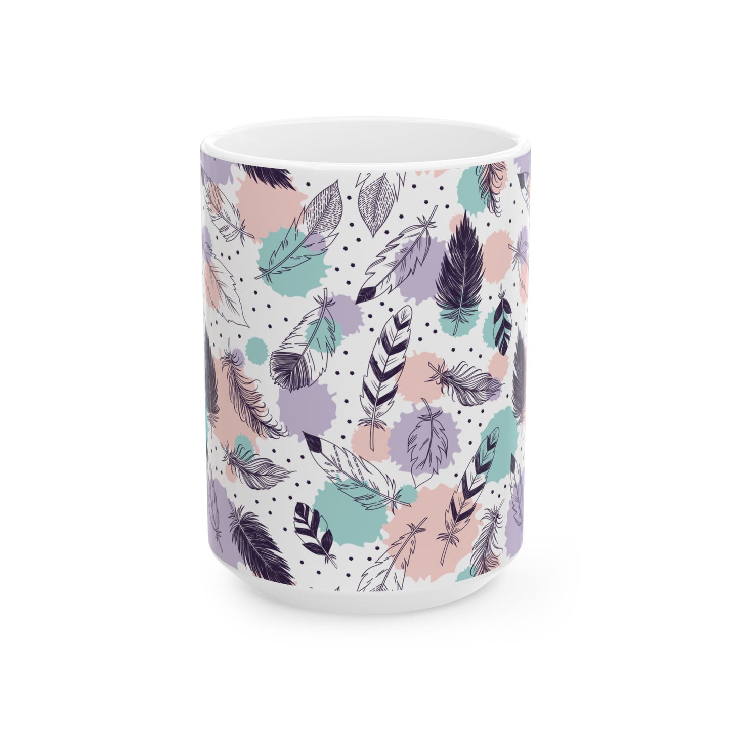 Feather Watercolor Ceramic Mug (11oz/15/oz)