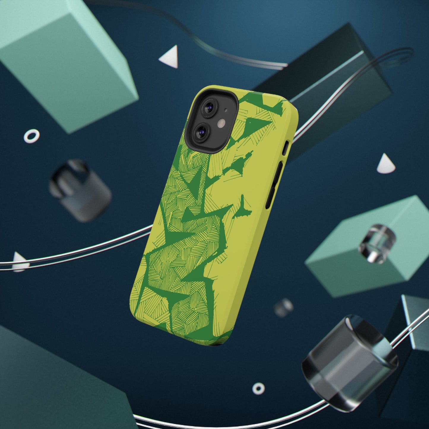 Electric Green and Gold Impact-Resistant Phone Case