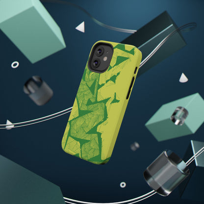 Electric Green and Gold Impact-Resistant Phone Case