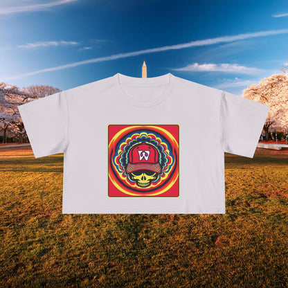 Psychedelic Funky W Skull Women's Crop Tee