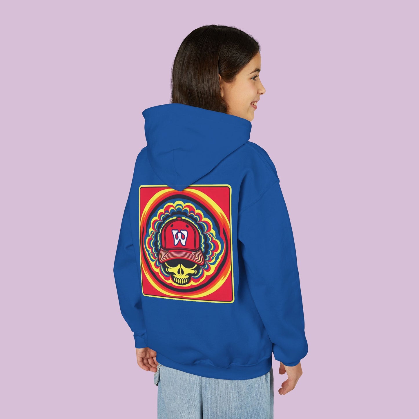 Psychedelic Funky W Skull Youth Hoodie