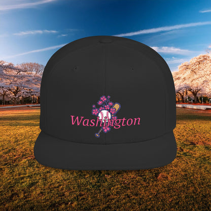 Washington Cherry Blossom Flat Bill Snapback