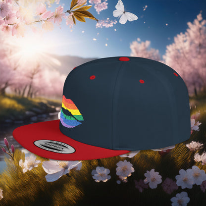 Rainbow Kiss Flat Bill Snapback