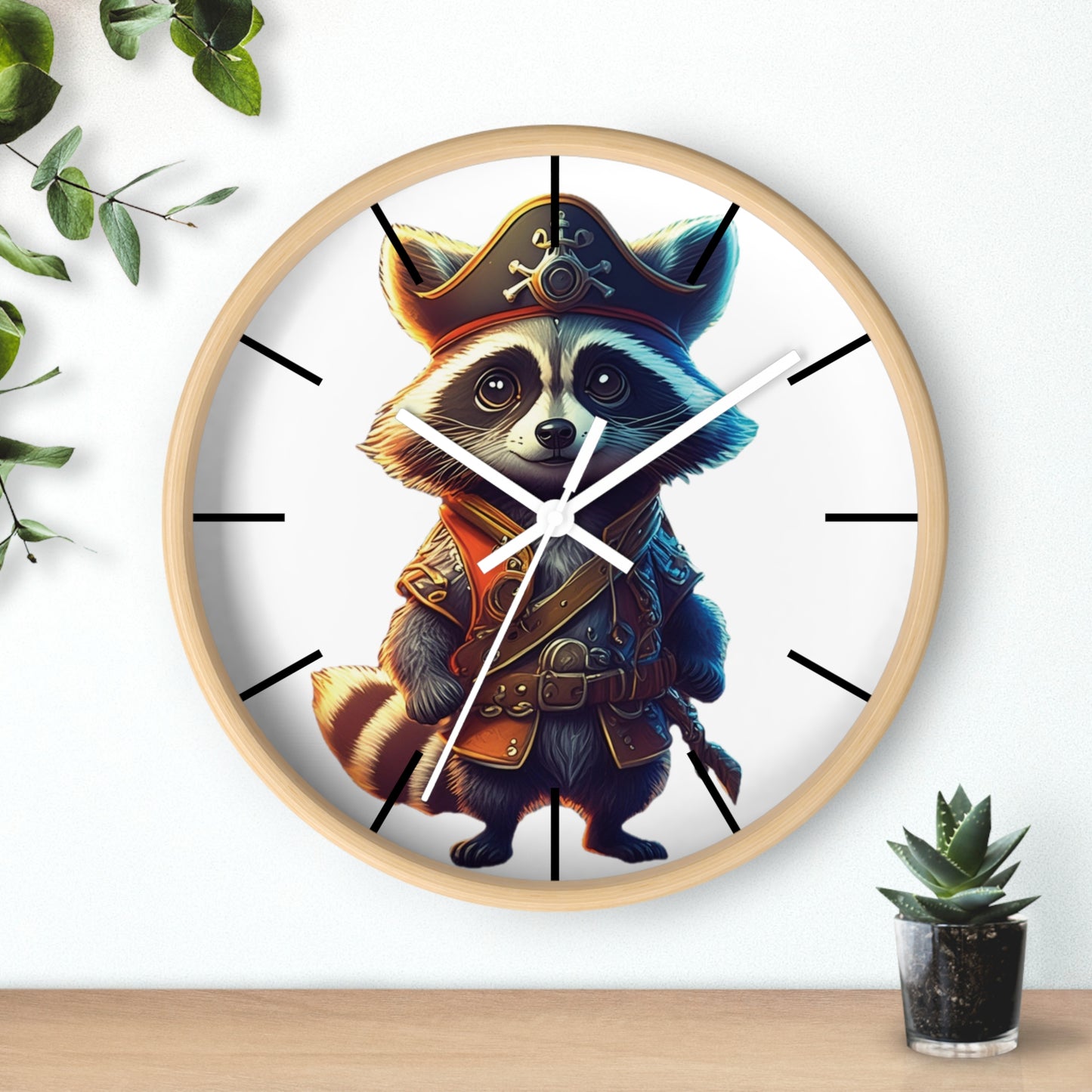 Raccoon Pirate Wall Clock