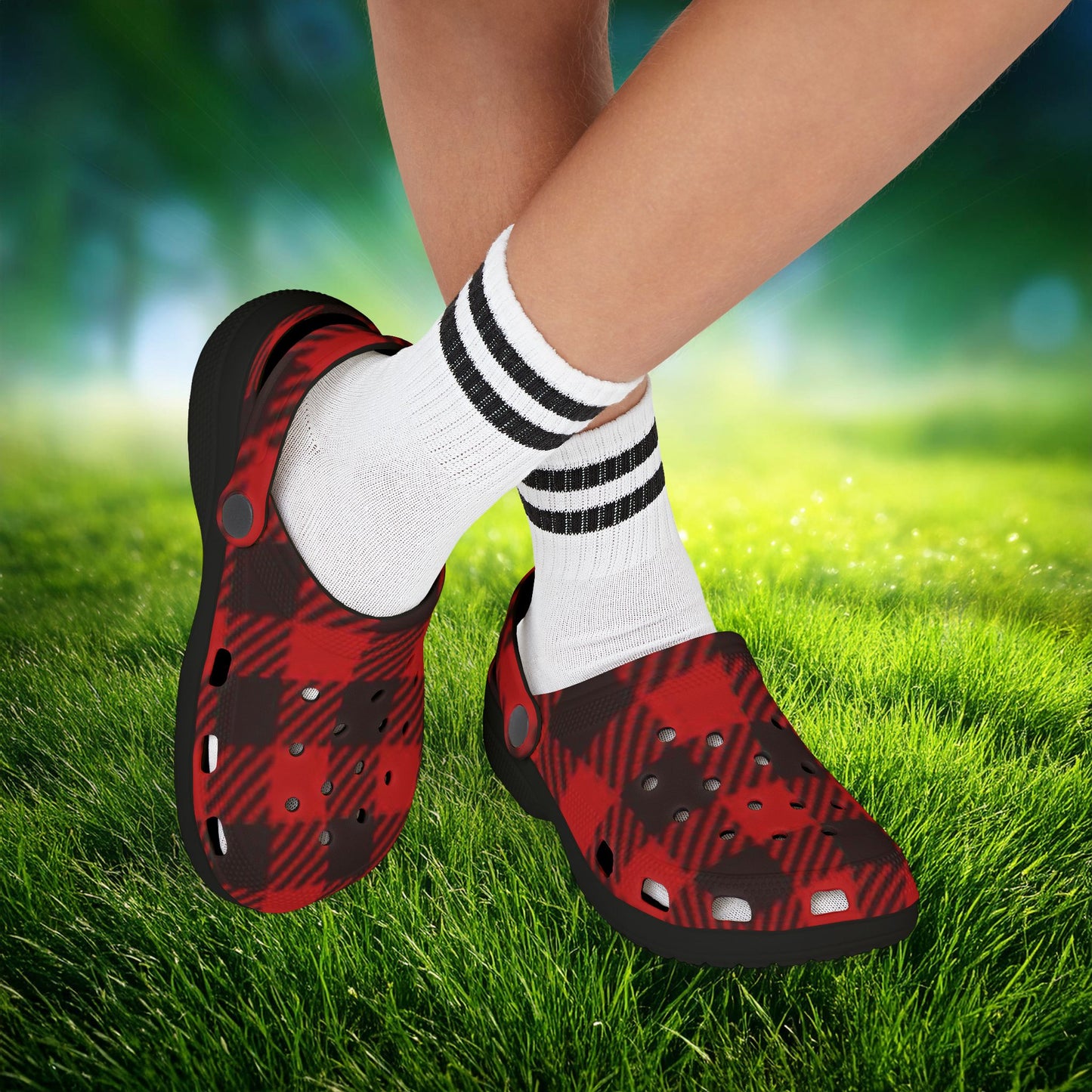 Red Buffalo Plaid Kid's Foam Clogs