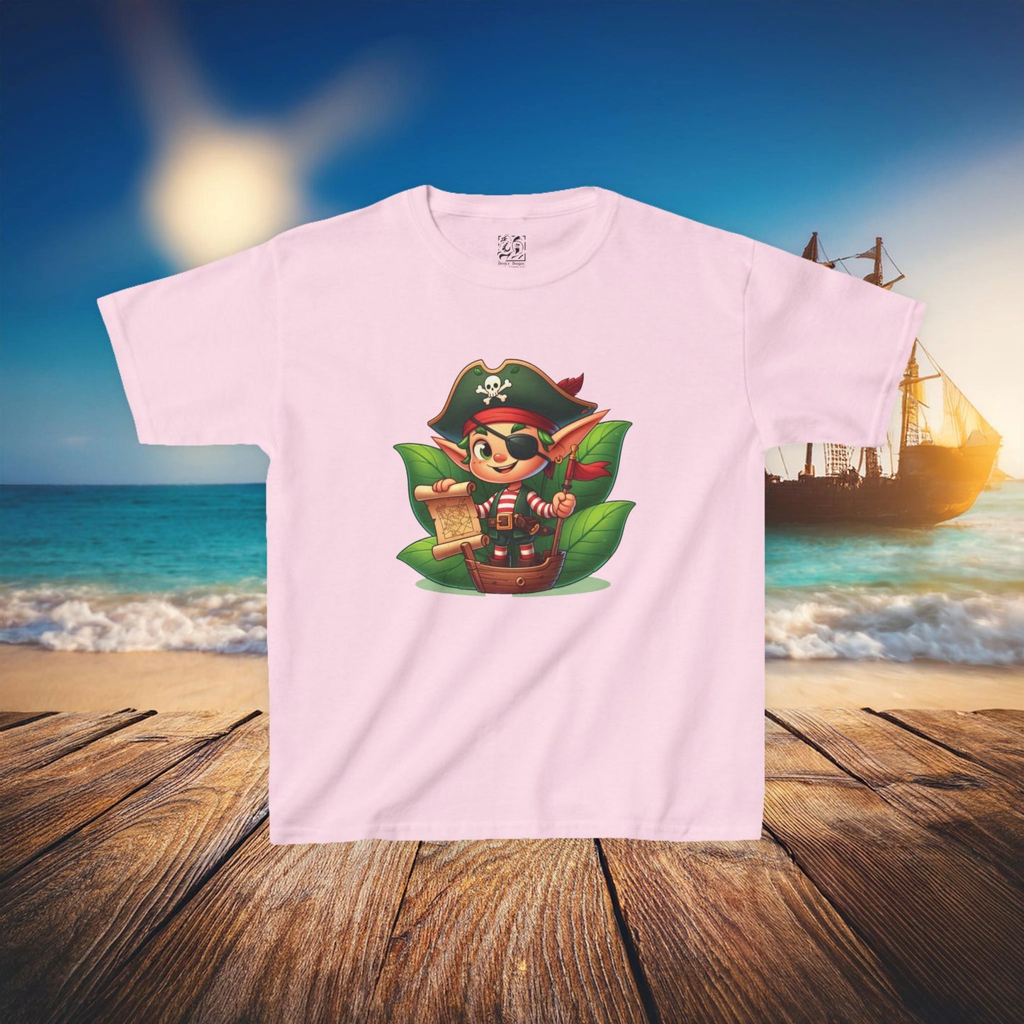 Elf Pirate Treasure Map Kids Tee