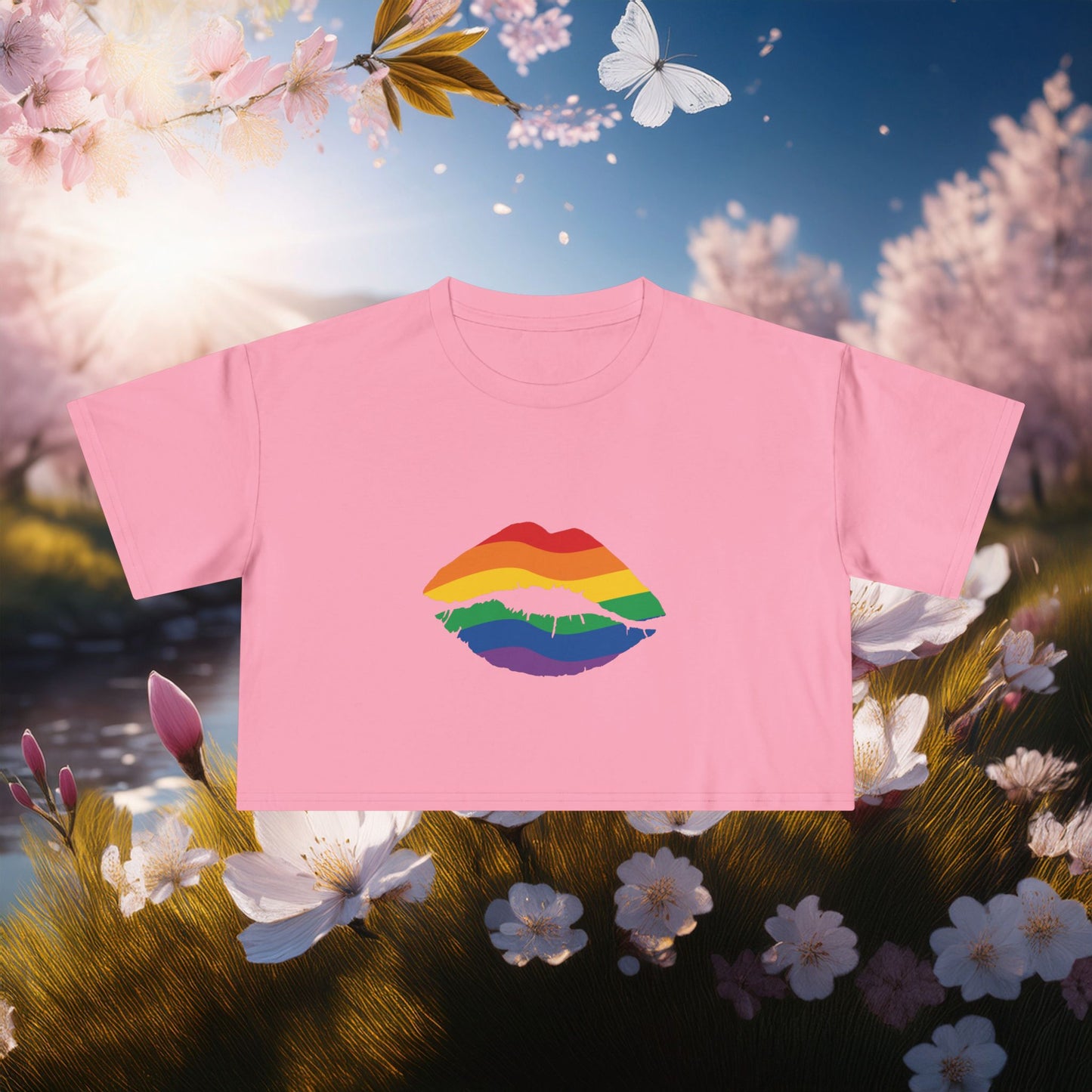 Rainbow Kiss Women's Crop Tee