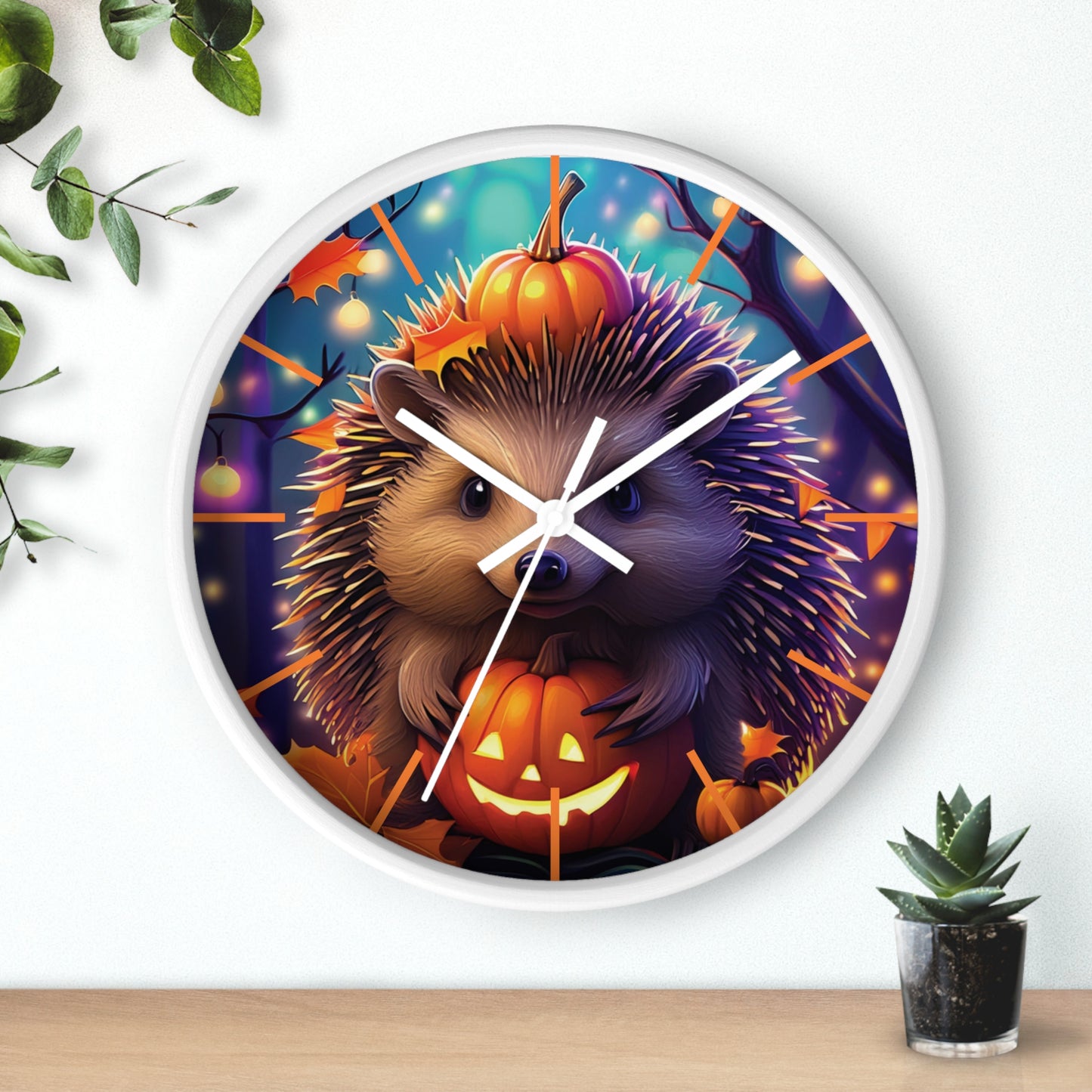 Halloween Hedgehog Wall Clock