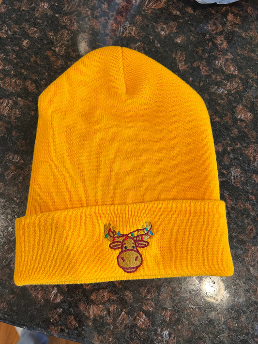 Festive Moose Cuffed Beanie