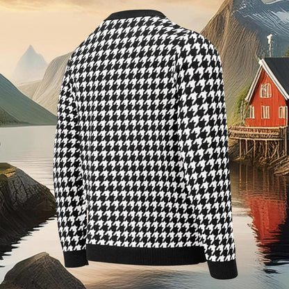 Heritage Houndstooth Knitted crew neck sweater