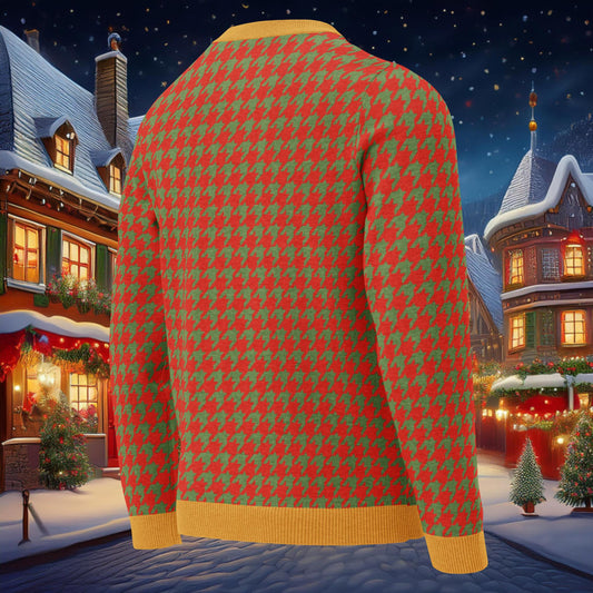 Holiday Houndstooth Knitted crew neck sweater